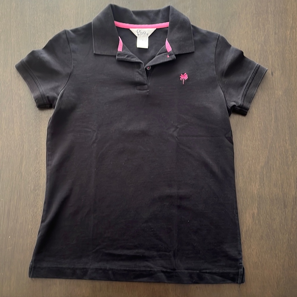 Lilly Pulitzer white label black polo